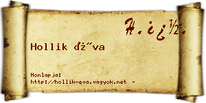 Hollik Éva névjegykártya